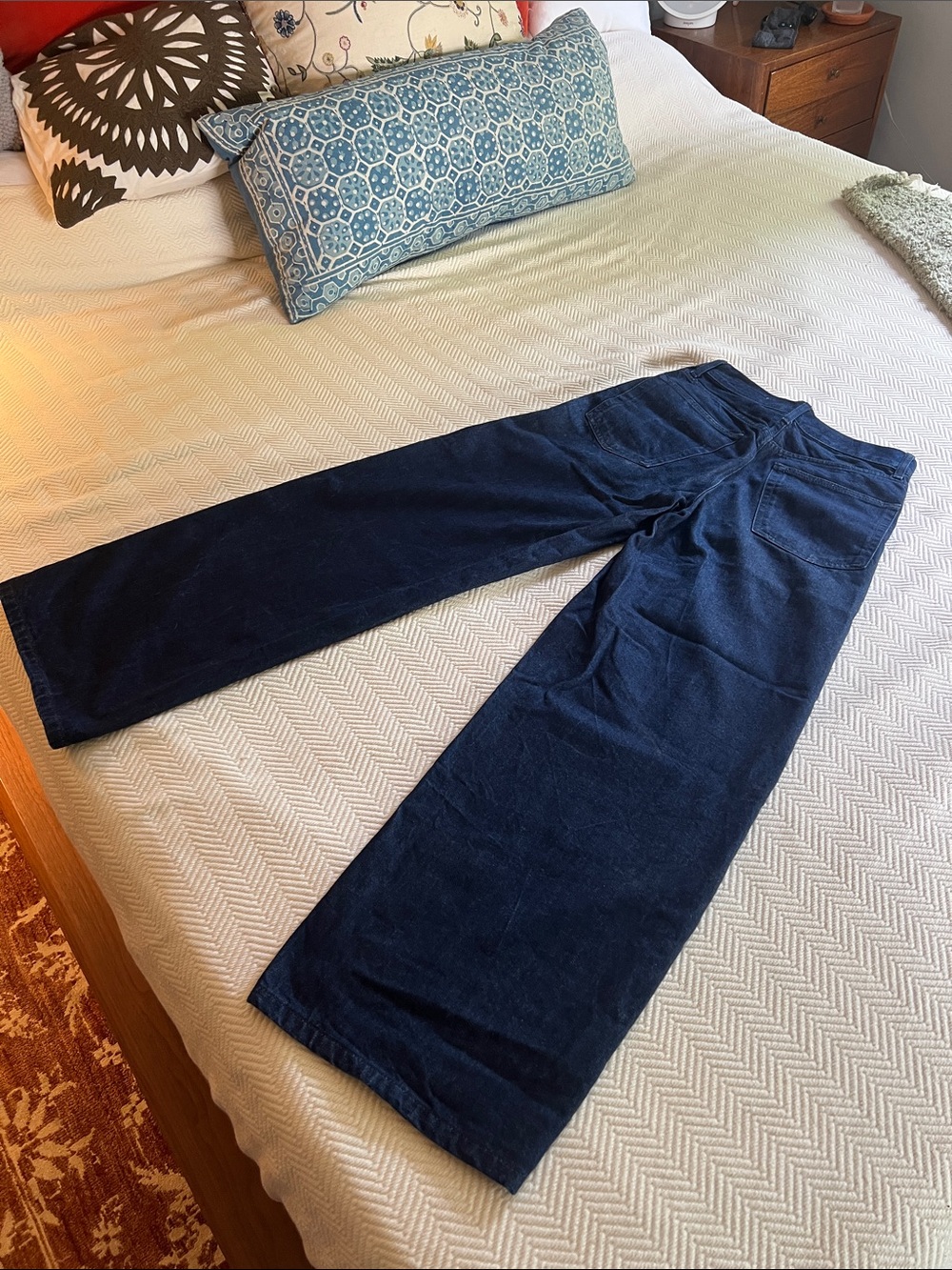 Zara Dark Blue Wide Leg Jeans Sz 26/27 - Picture 6 of 7